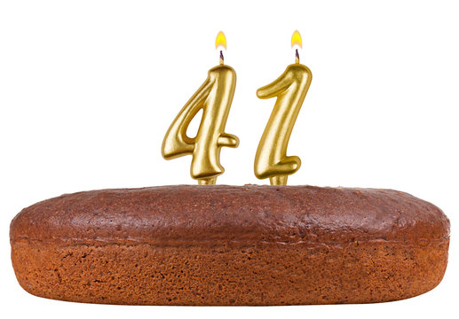 birthday cake with candles number 41 isolated