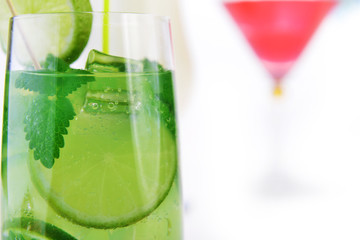 cocktail into glass