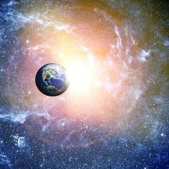 Obraz na płótnie Canvas blue planet in beautiful space.