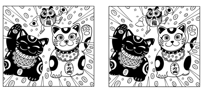 招き猫（間違い探し）