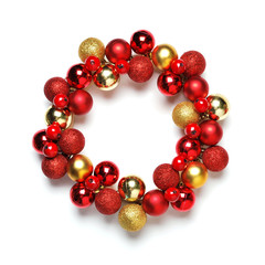Christmas wreath decoration on white background