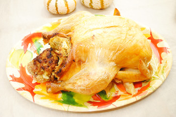 Thanksgiving Roasted Turkey on a Festive Platter