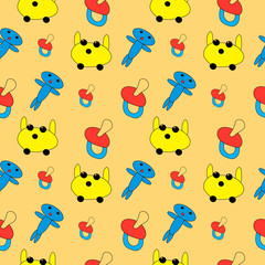Repeating seamless pattern from the drawn toys