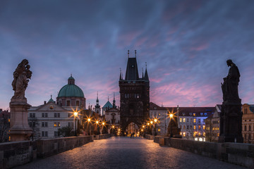 Fototapeta na wymiar Charles Bridge at dawn, Prague