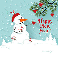 Happy New Year snowman illustration.