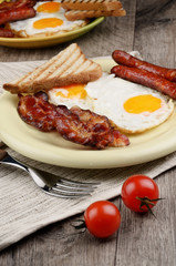 Fried eggs with bacon