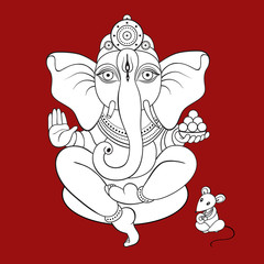 Lord Ganesha Hand drawn illustration.
