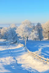 Cercles muraux Hiver Countryside winter landscape