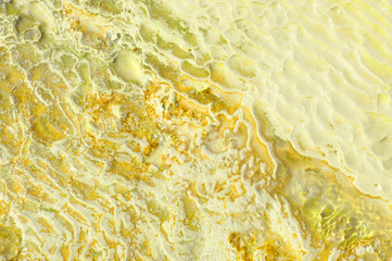 Beautifully colored travertine in Pamukkale in Turkey