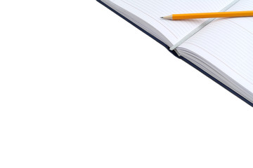 Diary and pencil isolated with free text space.