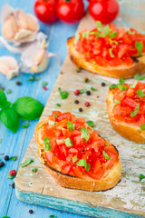 Italian tomato bruschetta with basil