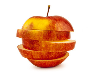 Red sliced apple isolated on white background cutout