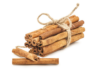 Cinnamon on white background