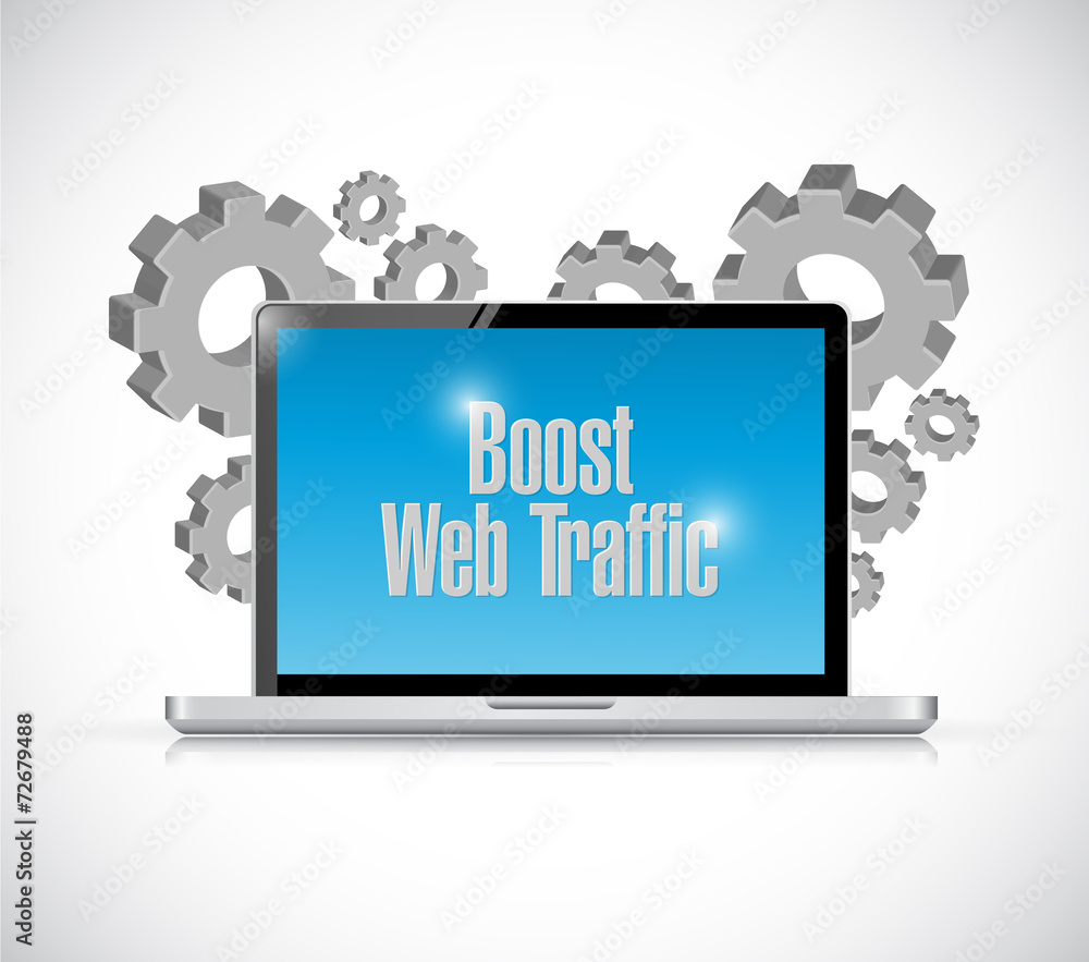 Fototapete boost web traffic computer and gears.