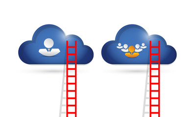 people cloud ladders illustration design