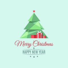 Merry Christmas and Happy New Year - vector greeting card.