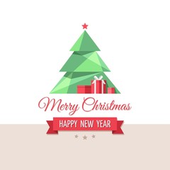 Merry Christmas and Happy New Year - vector greeting card.
