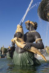 Fototapeta na wymiar Fountain des Mers, Concorde square, Paris, Ile de France, France