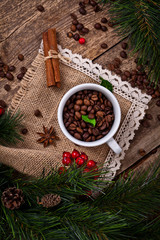 coffee with christmas decoration