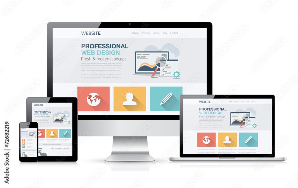 Poster modern web design concept. flat vector illustration mock up.