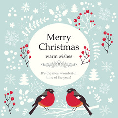 Christmas vector illustration. Holiday greeting card