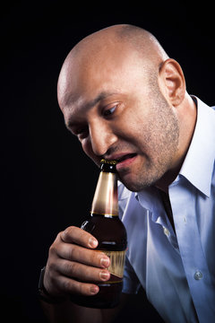 man emotionally open beer teeth