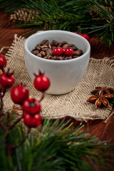 coffee with christmas decoration