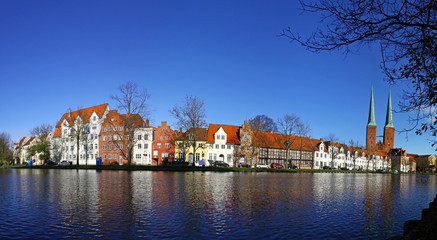 Fototapeta na wymiar Skyline of the medieval city of Lubeck, Germany