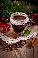coffee with christmas decoration