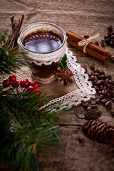 coffee with christmas decoration