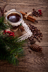 coffee with christmas decoration