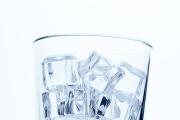 glass with ice cubes