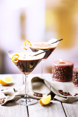 Espresso cocktail served on table
