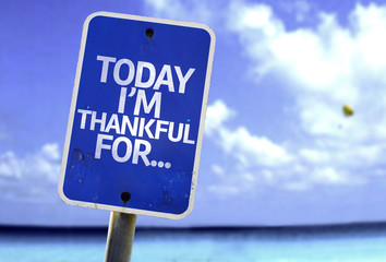 Today I'm Thankful For.. sign with a beach on background