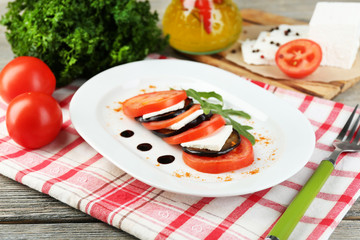 Eggplant salad with tomatoes and feta cheese