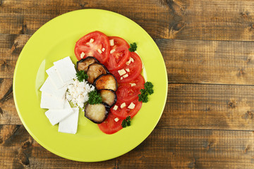 Eggplant salad with tomatoes and feta cheese,