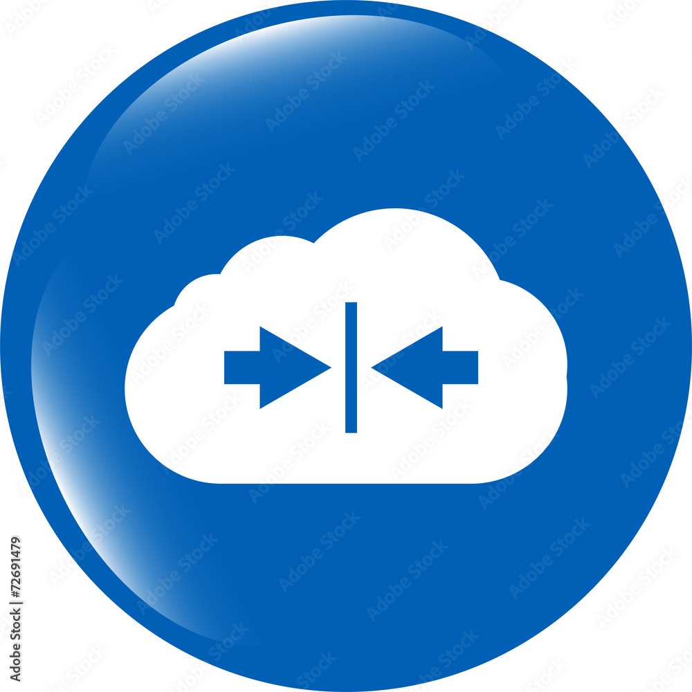 Aufkleber abstract cloud icon. upload button. load symbol. round button