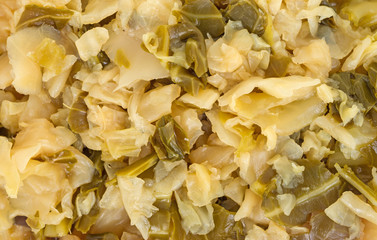 A very close view of cooked cabbage