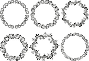 set of isolated floral frames