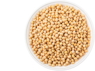 Soybean in a white bowl over white background