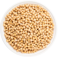 Soybean in a white bowl over white background