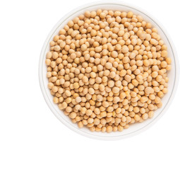 Soybean in a white bowl over white background