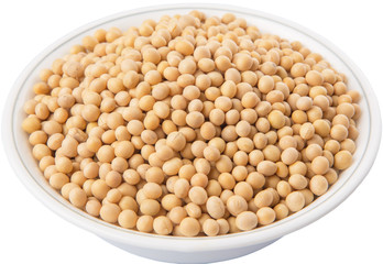 Soybean in a white bowl over white background