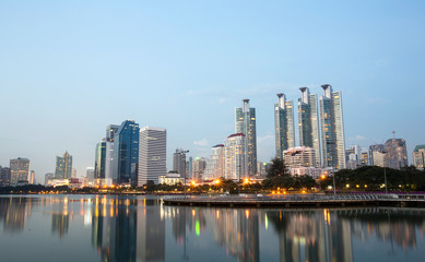 benchakitti park bangkok thailand night city