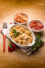 gnocchi with shrimp sauce and tomatoes