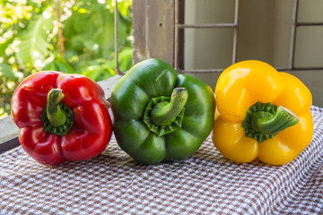 Colored Fresh Sweet Pepper on table