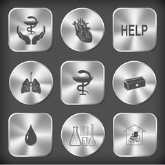 pharma symbol in hands, heart, help, lungs, medical suitcase, dr