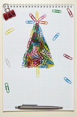 Christmas greeting card made of stationery