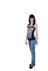 Teen female fashion model in casual clothes