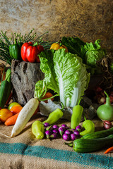 still life  Vegetables, Herbs and Fruit.